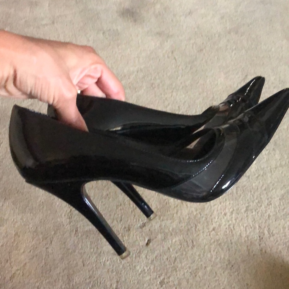 Aldo black and clear leather heels